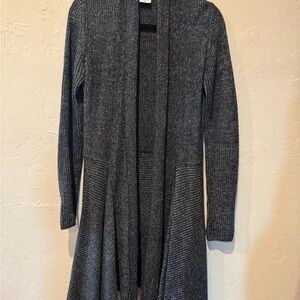 CAbi Gray Cardigan Sweater with Open Front and Long Sleeves